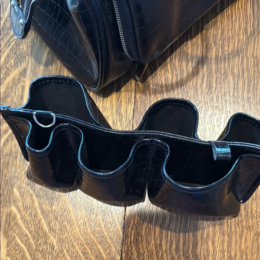 Black Croc-Embossed Handbag with Silver Accents - Picture 6 of 6